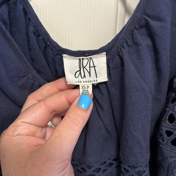 Anthropologie dRA Navy Off Shoulder Eyelet Nancy Dress XS - Picture 5 of 6